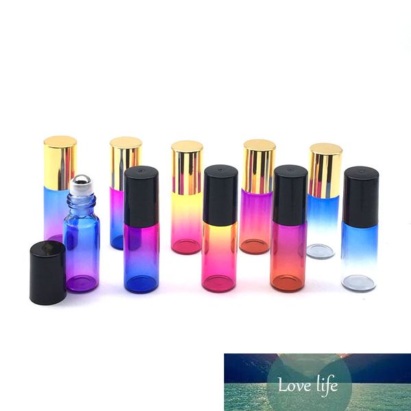 10pcs Empty 5ml Glass Container Gradient Color Perfume Bottle Roll On Fragrance Sample Essential Oil Bottle Roller