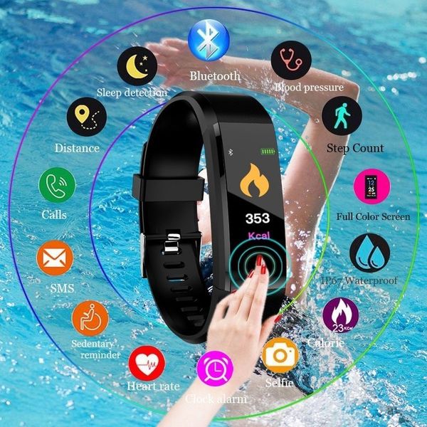 115Plus Wristband Watch Fiess Real Heart Rate Monitor Band Tracker Smart Bracelet Waterproof Smartwatch #018