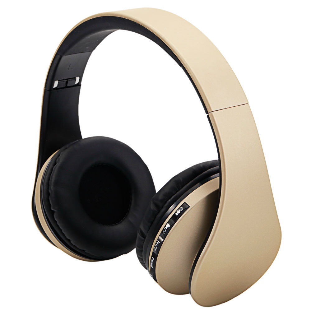 HY-811 Foldable Headphones FM Stereo MP3 Player Wired Bluetooth Headset Champagne Color Sports Headphones Wholesale