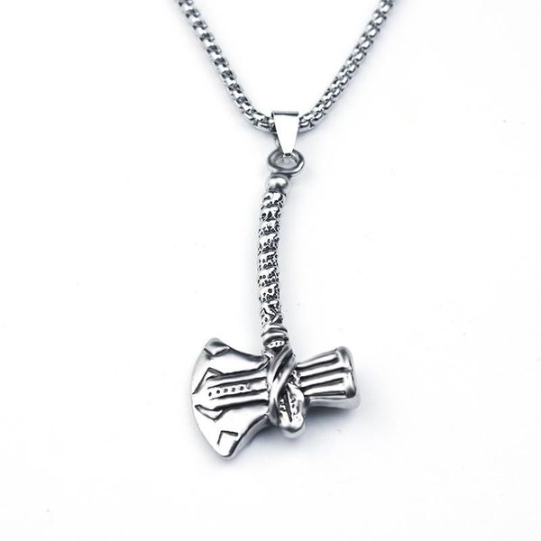 Chains Viking Men Pendant Necklace Nordic Mythology Silver Color Design Rune Hatchet Bottle Opener Choker Charms