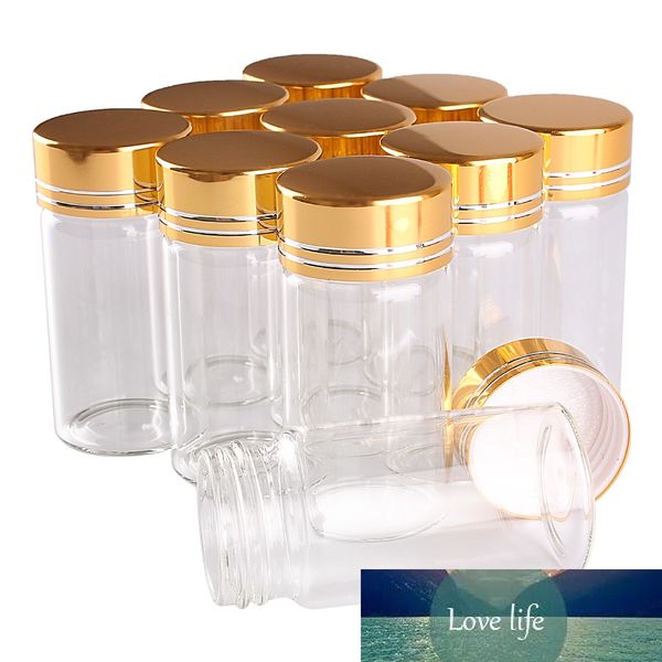 24 pieces 25ml 30*60mm Clear Glass Bottles with Golden Caps Transparent Glass Perfume Spice Bottles