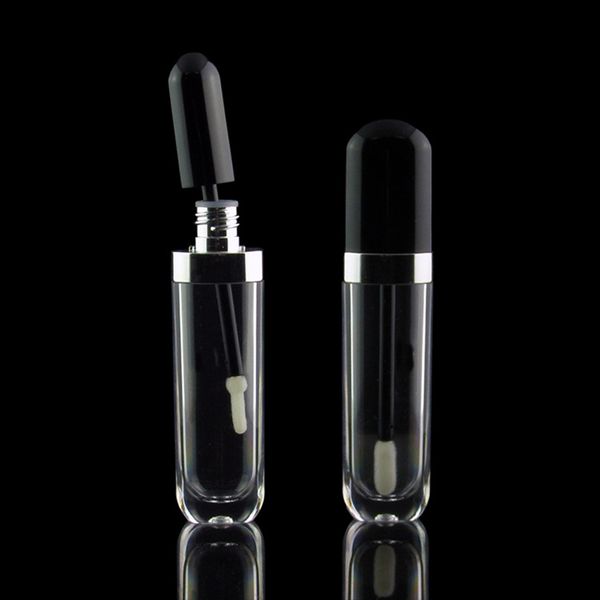1 pc packing bottle Empty Transparent Lip Gloss Tubes Plastic Lip Balm Tube Lipstick Mini Sample Cosmetic Container With Black Cap