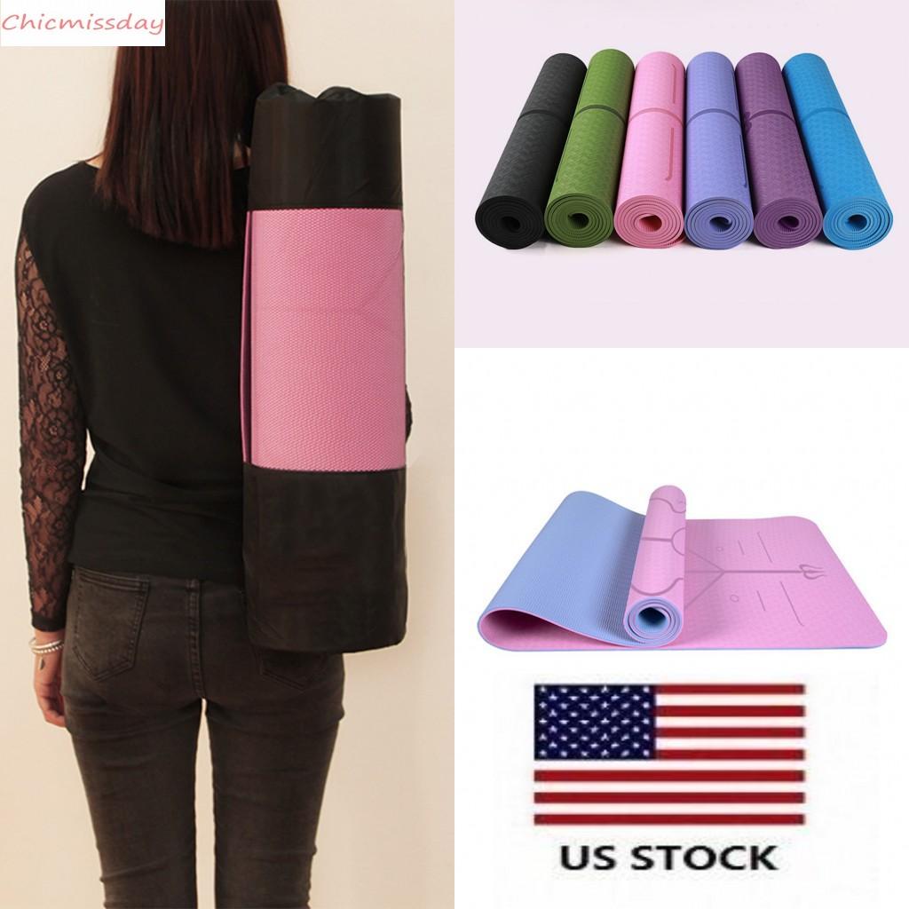 US STOCK 183*61 Yoga Mat with Position Line Non Slip Carpet Mat Household Gym Sports Exercise Pads Eco-friendly Gymnastics Mat FY6171
