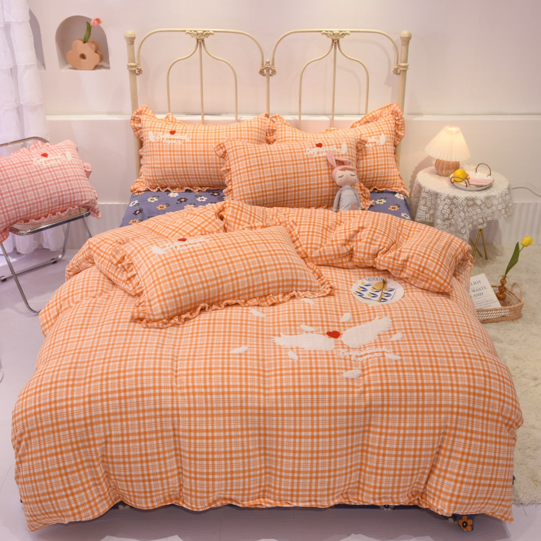 wow Soft Milk Velvet Bedding Sets Exquisite Embroidery Colorful Duvet Cover Warm Comforter Cover Bed Sheets Pillowcases Queen Size