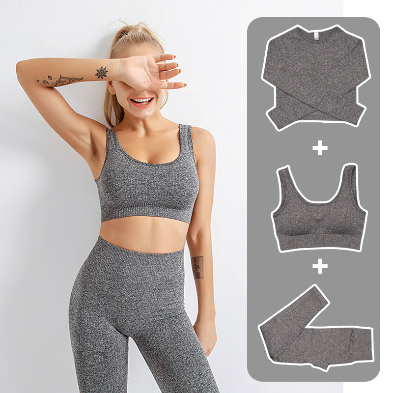 Teach wear Fashion Designer Women Cotton Yoga Suit Gym Sportwear Tracksuits Fitness Sport three Piece set 3PCS pants bra active t shirts Leggings ou