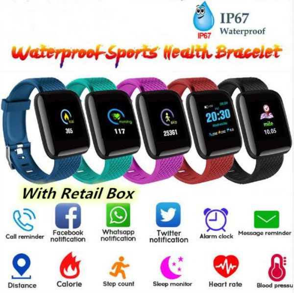 116 Plus Smart Watch Bracelets 1.3 inch Fitness Tracker Heart Rate Step Counter Activity Monitor Band Wristband 115 for iphone Android DHL