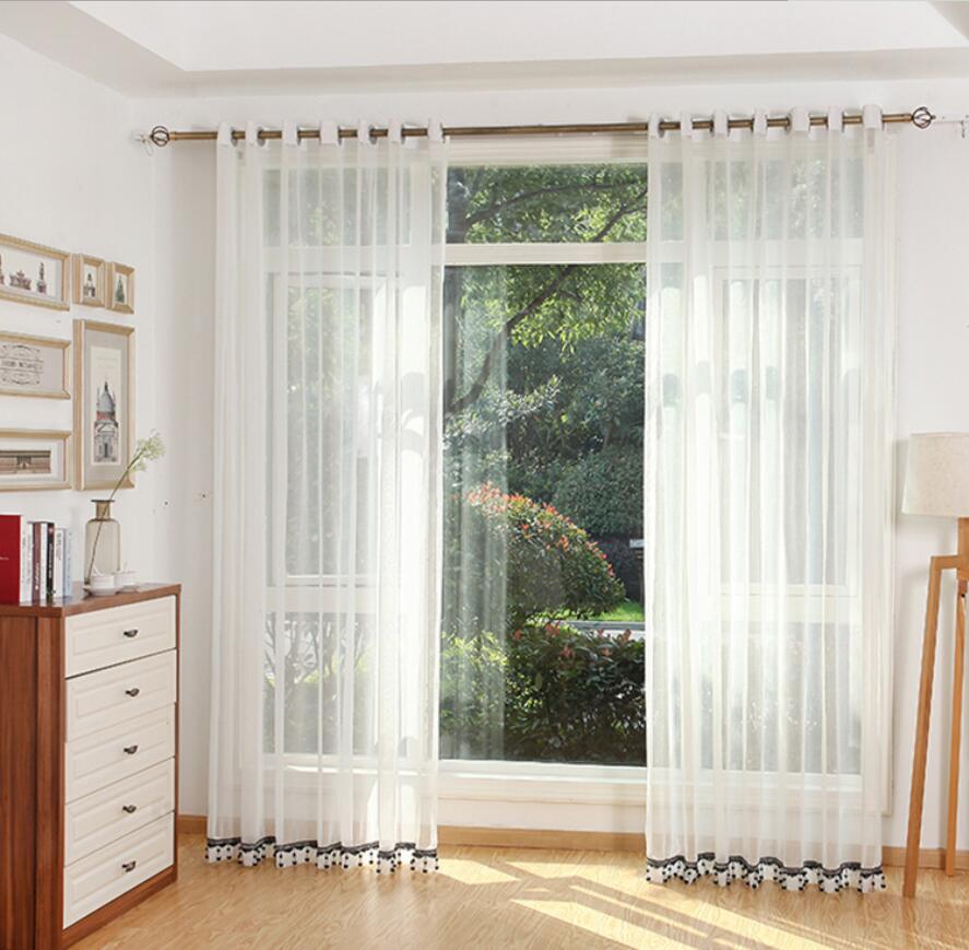 Sheer Curtains Cross gauze window assorted cotton linen material pure white living room balcony Keqiao curtain