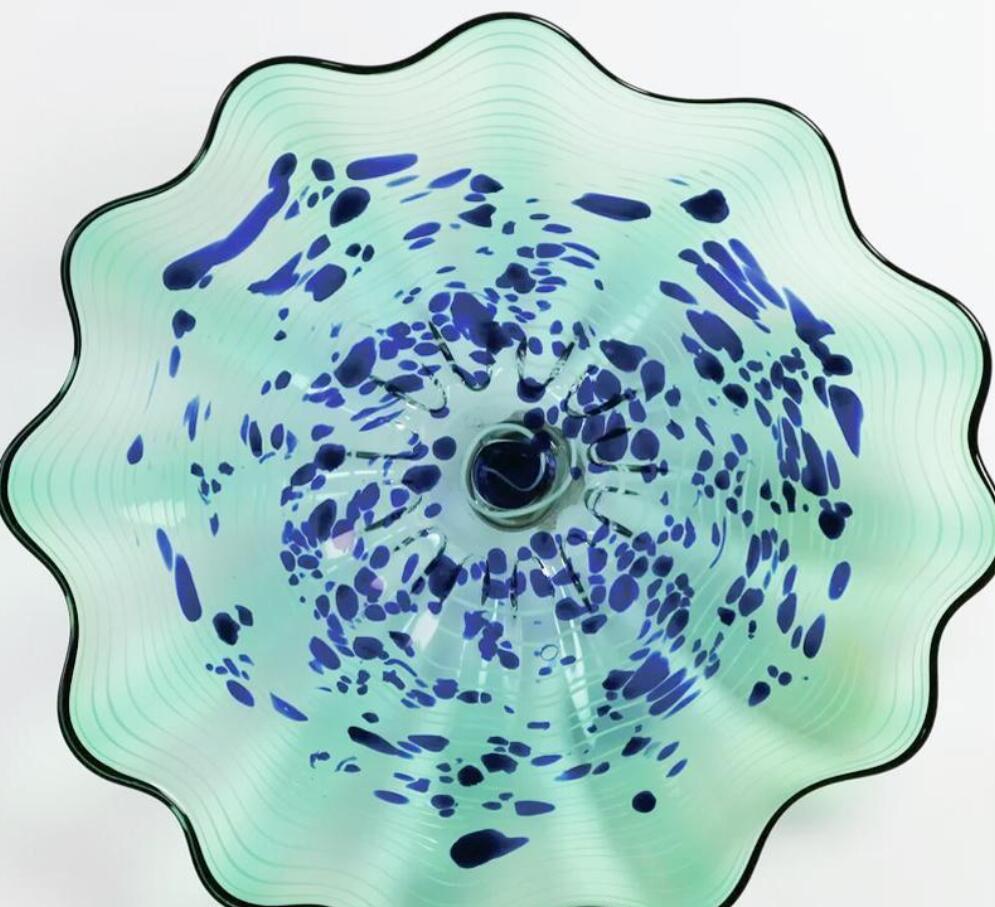 Flower Plate Lamp Arts 100% Hand Blown Glass Hanging Plates Scallop Edges Murano Wall Sconce