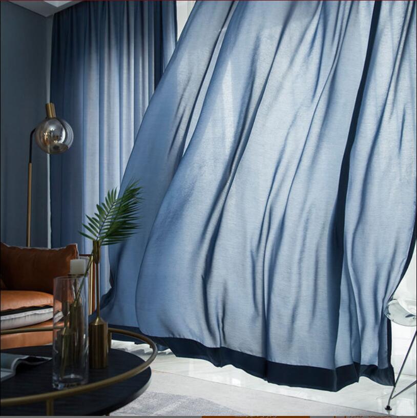 Velvet translucent Sheer Curtains North Europe simple bedroom balcony semi shading window screen Office ice silk Curtain