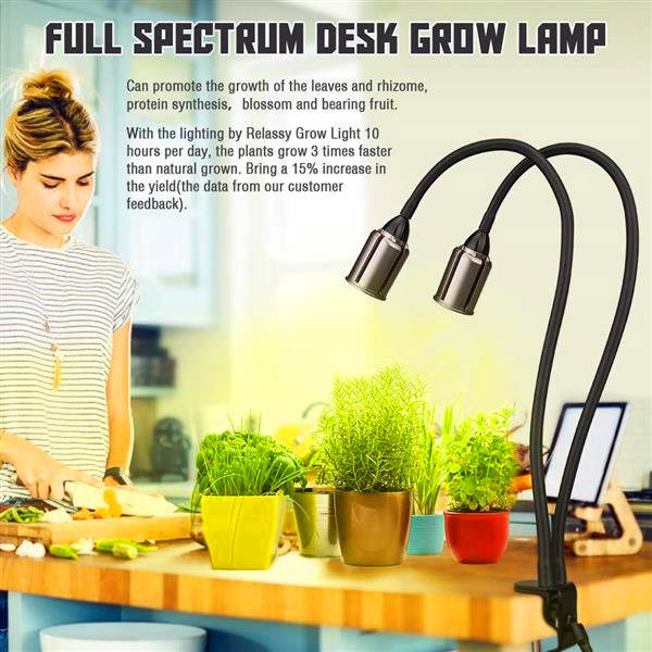 high quality 24W Dimmable Two-head Flat Clip Corn Grow Lights Full Spectrum Warm White Plant Light for Indoor Plants