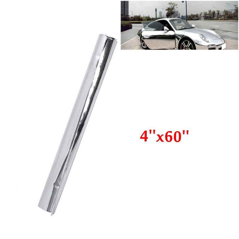 1PC Film Decal DIY Silver Trim Car Stickers Auto Mirror Chrome Silver Protective 4 x 60 Inches