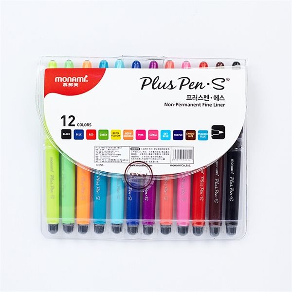 12pcs Monaimi Plus Pen Set 0.4mm Fine Point Liner Marker Pens Cute Umbrella Cap Rainbow color Drawing Art School Supplies A6548 201212