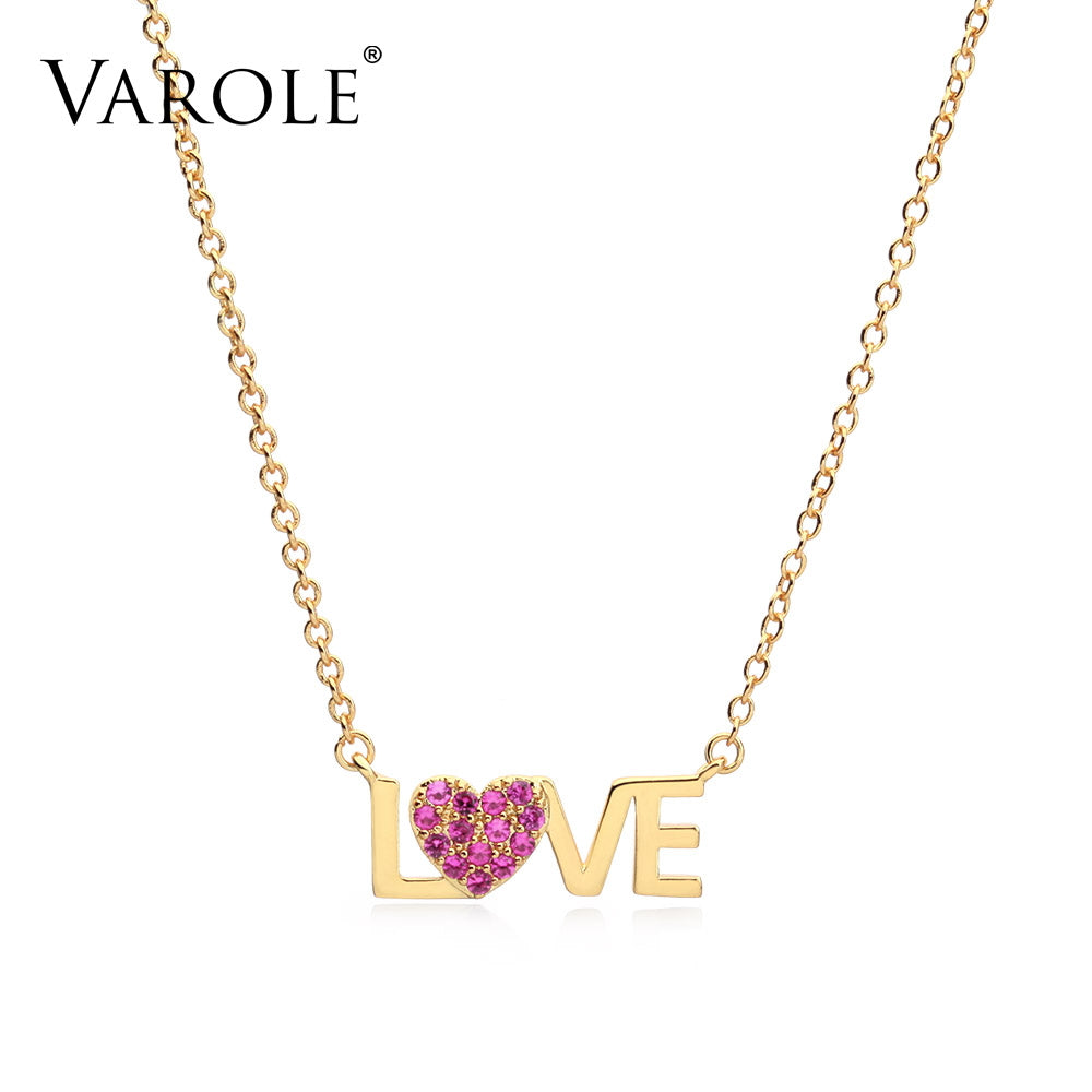 VAROLE LOVE Heart Crystal Choker Necklace For Women Gold Color Boho Chain Necklaces Holiday Jewelry Collares