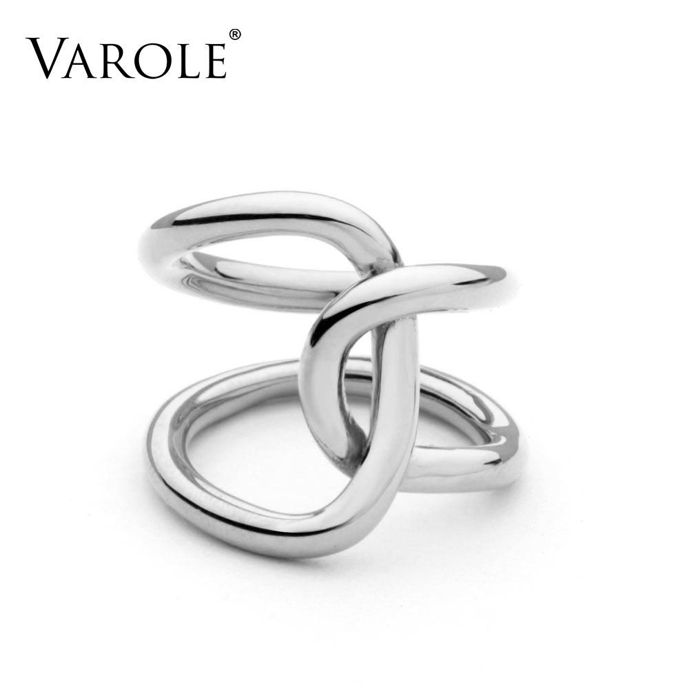 VAROLE High Quality Double Line Cross Gold Color Wedding Rings For Women Ring Anel Jewellery With Retail Packaging Gift