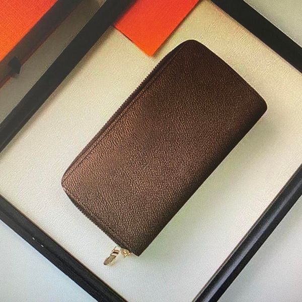 M61723 Hot sale Top Quality Leather Wallet For Men double Zipper Long Card Holders Coin Purses Woman Clutch Wallets With box 62535