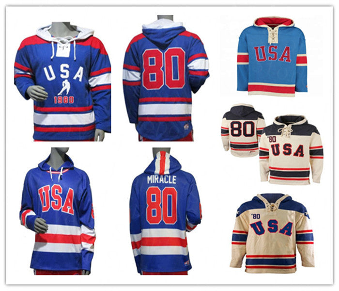 USA HOCKEY MIRACLE ON ICE 1980 JERSEY Hoodies ROYAL Sweater Stitched Men Custom Any Name Any Number Good