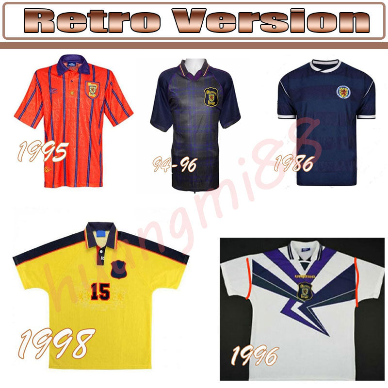 1986 1995 Soccer Jersey World Cup equipment Home blue kits 1996 1998 classic Vintage SCOTLAND Retro Football Shirt tops
