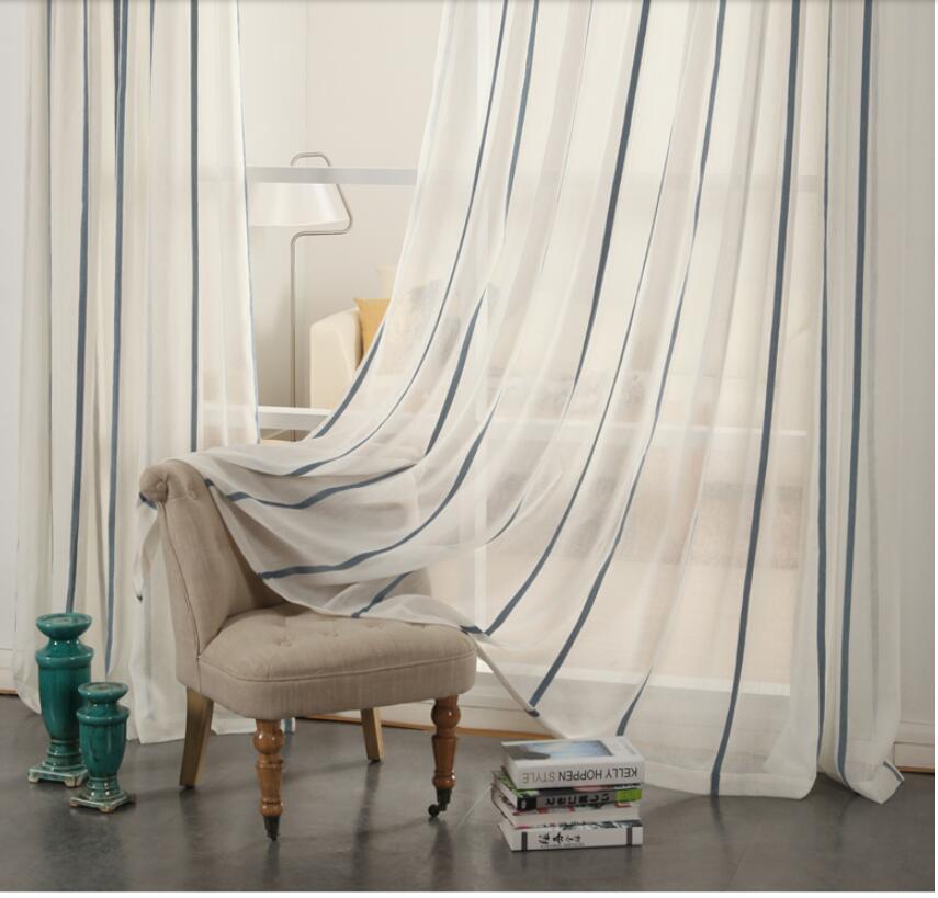Versatile stripe window Curtain linen white light transmission Nordic wind customized modern personality ins curtains