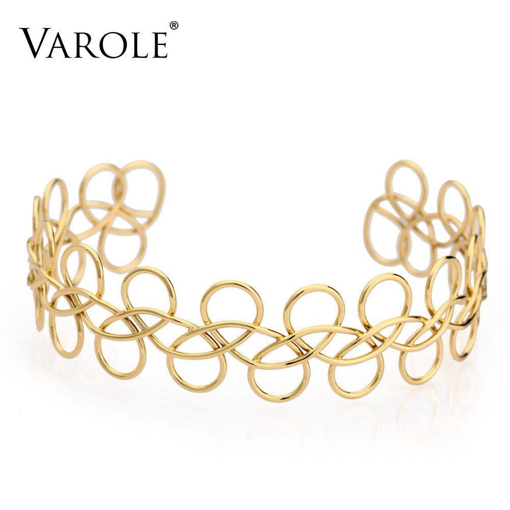 VAROLE Gothic Choker Hollow Out Metal Wire Woven Necklaces for Women Chocker Love Accessories Statement Necklace Bride Collier