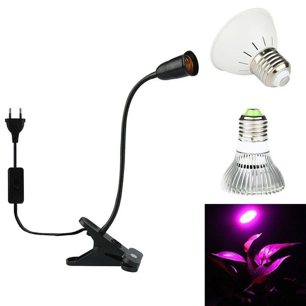 E27 Bulb Flexible Clip-On Desk Lamp Holder for Plant Growing