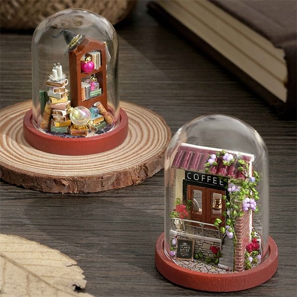 Cutebee DIY House Wooden Doll Houses Miniature Dollhouse Furniture Kit with LED Toys for Children Christmas Gift Mini House 201217