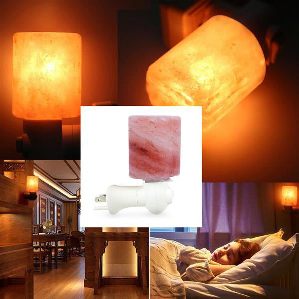 free delivery Exquisite Cylinder Night Lights Natural Rock Himalaya Salt Lamp Air Purifier with Wood Base Amber Dimmable