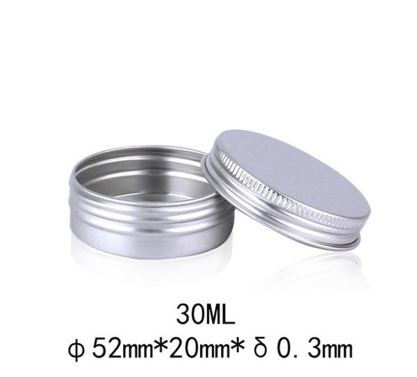 30ml silver metal aluminum cosmetic jar Bottle, 30g Solid Perfume Cosmetic Packaging Jar Sample Cans SN2191