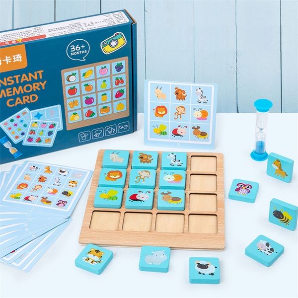 Children Puzzle Board Game Instant Photo Memory Chess Baby Brain Power Early Education Wooden Learning Toys Kids Gifts 201218