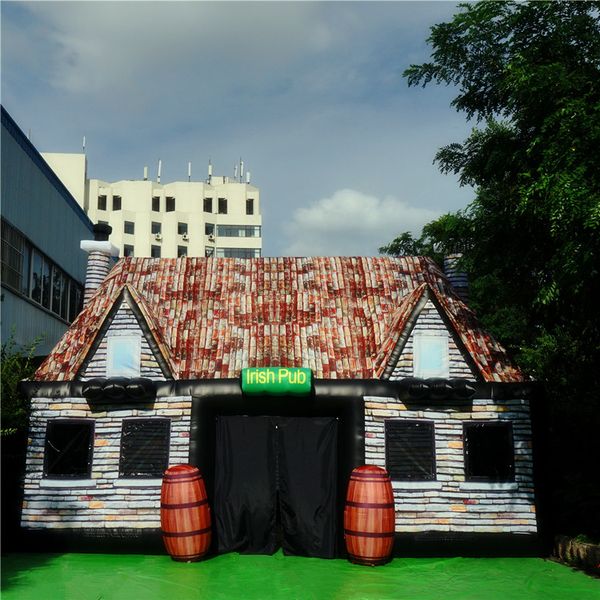 wholesale Hot Sale Inflatable Bar Tent Inflatables Irish Pub Antique With Blower For Happy Music Party Decoration