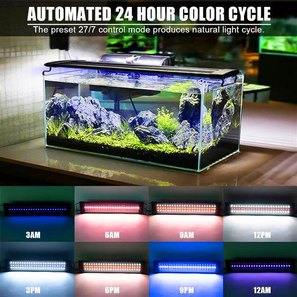 Hot sale 25W 108LED Solar Light Grass Lamp With Remote Control Suitable For 28.54-42.32inch Long Aquarium Black Aquarium Lights