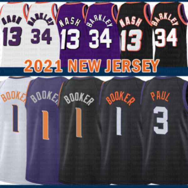 2021 New Devin 1 Booker basketball jersey Chris Mens 3 Paul Mesh Retro Steve 13 Nash Cheap Charles 34 Barkley Youth Kids