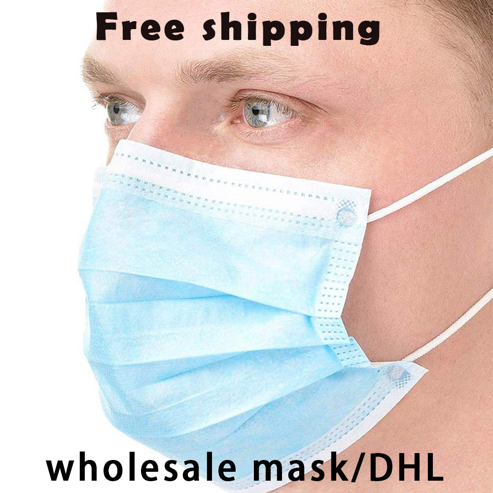 DHL UPS Free Shipping Disposable Mask 50pcs 3-Layer Face Mask Protection and Personal Health Mask with Earloop Mouth Face Sanitary Masks