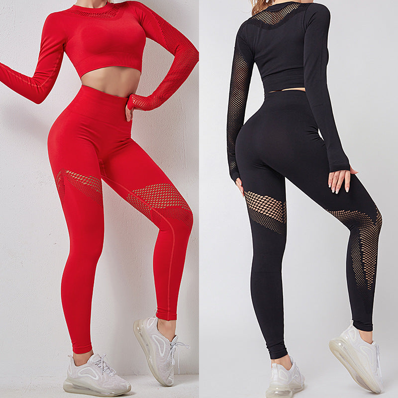 Womans Designer Tracksuits Fitness pant sportwear gym wear Hollow Out yoga 2 set long sleeve top flame leggings lady fashion Mujer Casual Sporting S