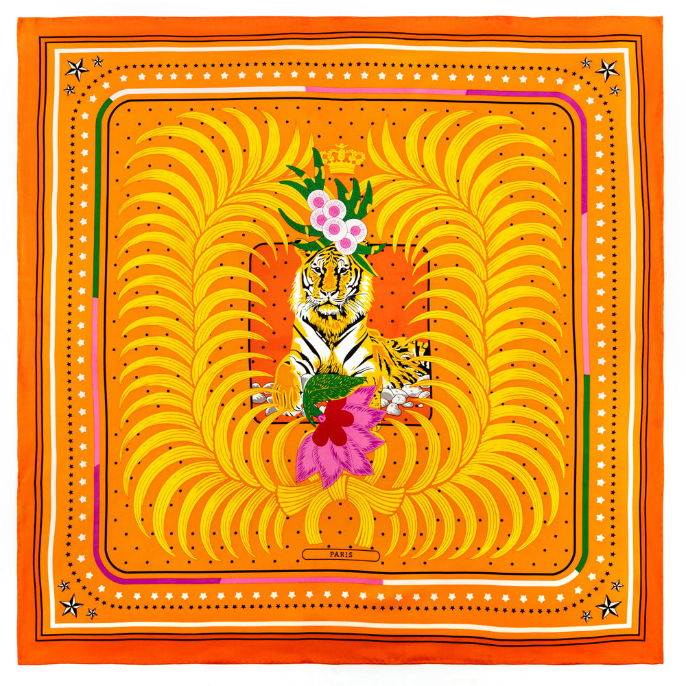 Double-Sided Hair Scarf Animal Print Female Foulard For Women Silk Shawl Scarfs 90 Satin Scarf Square Silk Hair Head Scarves Bandana