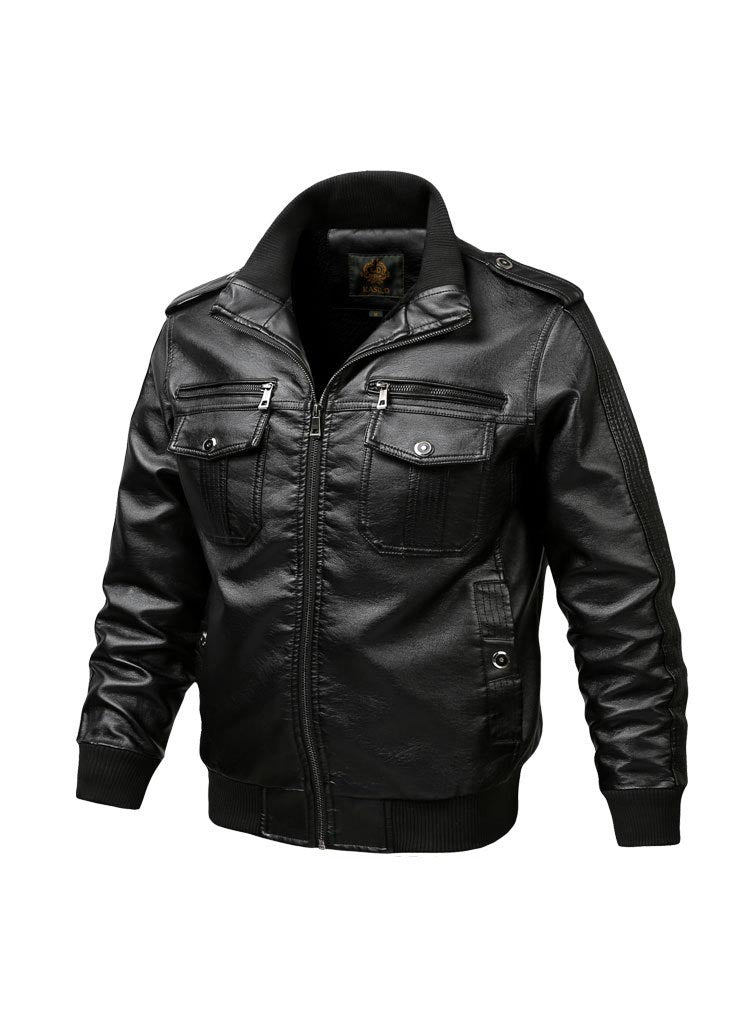Mens Fashion PU Leather Jackets Hooded Pilot Jacket Streetwear Clothing Long Sleeve Tops Zipper Men&#039;s Outerwear Coats Plus Size