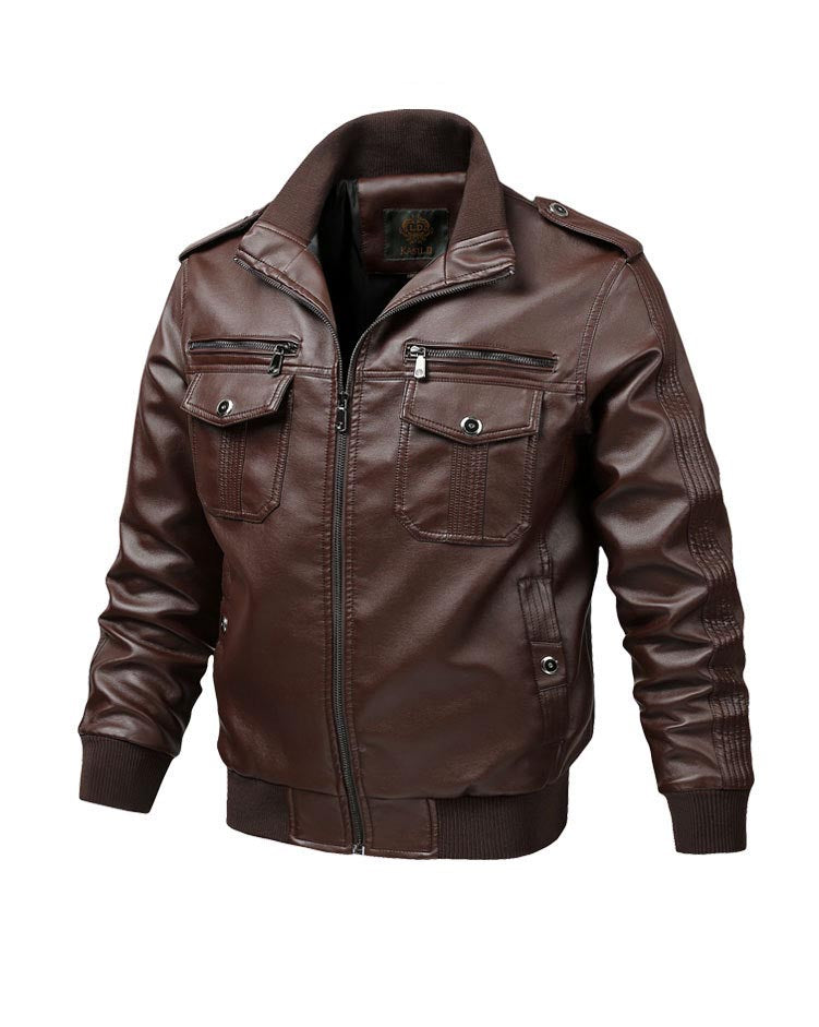 Mens Fashion PU Leather Jackets Hooded Pilot Jacket Streetwear Clothing Long Sleeve Tops Zipper Men&#039;s Outerwear Coats Plus Size Hot Sale