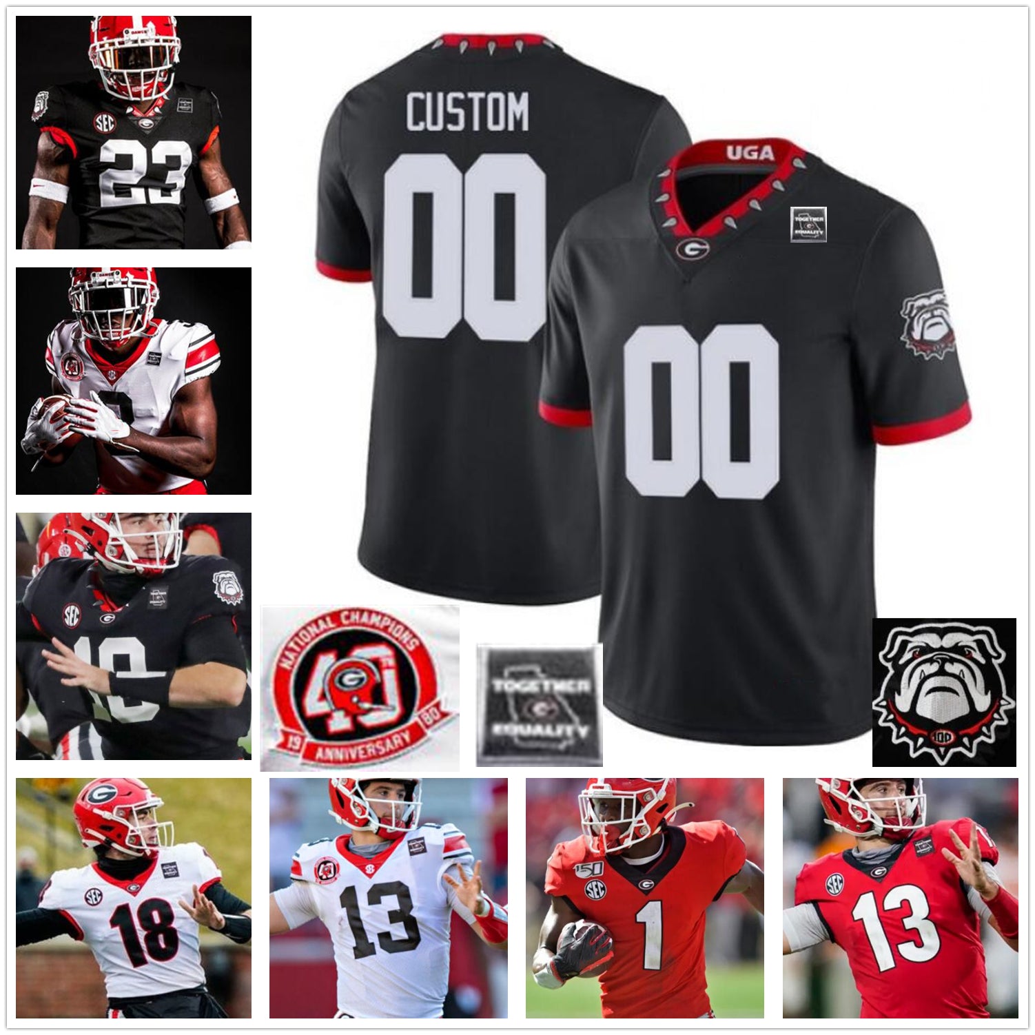 UGA Georgia Bulldogs Football stitched Jersey Stetson Bennett IV 19 Brock Bowers 84 McConkey 99 Davis 34 Herschel Walker mens women youth