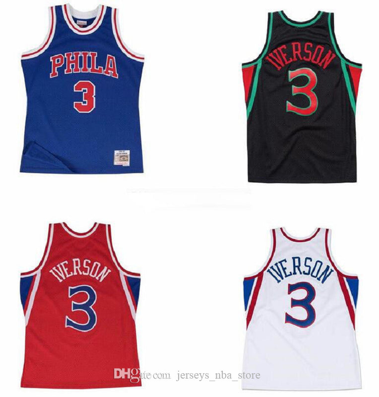 Custom Men women youth basketball PhiladelphiaCity Team 3 Allen Iverson Mitchell & Ness 1996-97 Hardwoods Classic Retro Jersey S-6XL