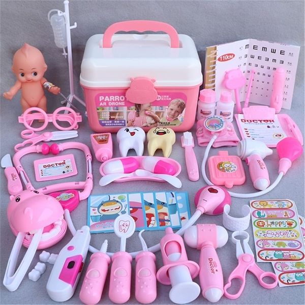 44 Pcs-Set Girls Role Doctor Game Medicine Simulation Dentist Treating Teeth Pretend Play Toy For Toddler Baby Kids 4 5 6 7 LJ201214