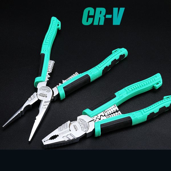 ELECALL Multifunction Electrician Cable Wire Cutter Plier 8&quot; Long Nose plier Cutting Nippers Stripping Crimpping Hand tools Y200321