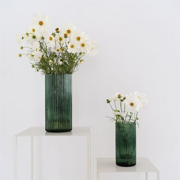 CuteLife Nordic Transparent Flower Glass Vase Water Plant Modern Vase Glass Terrarium Home decoration Living Room Wedding Vase LJ201210