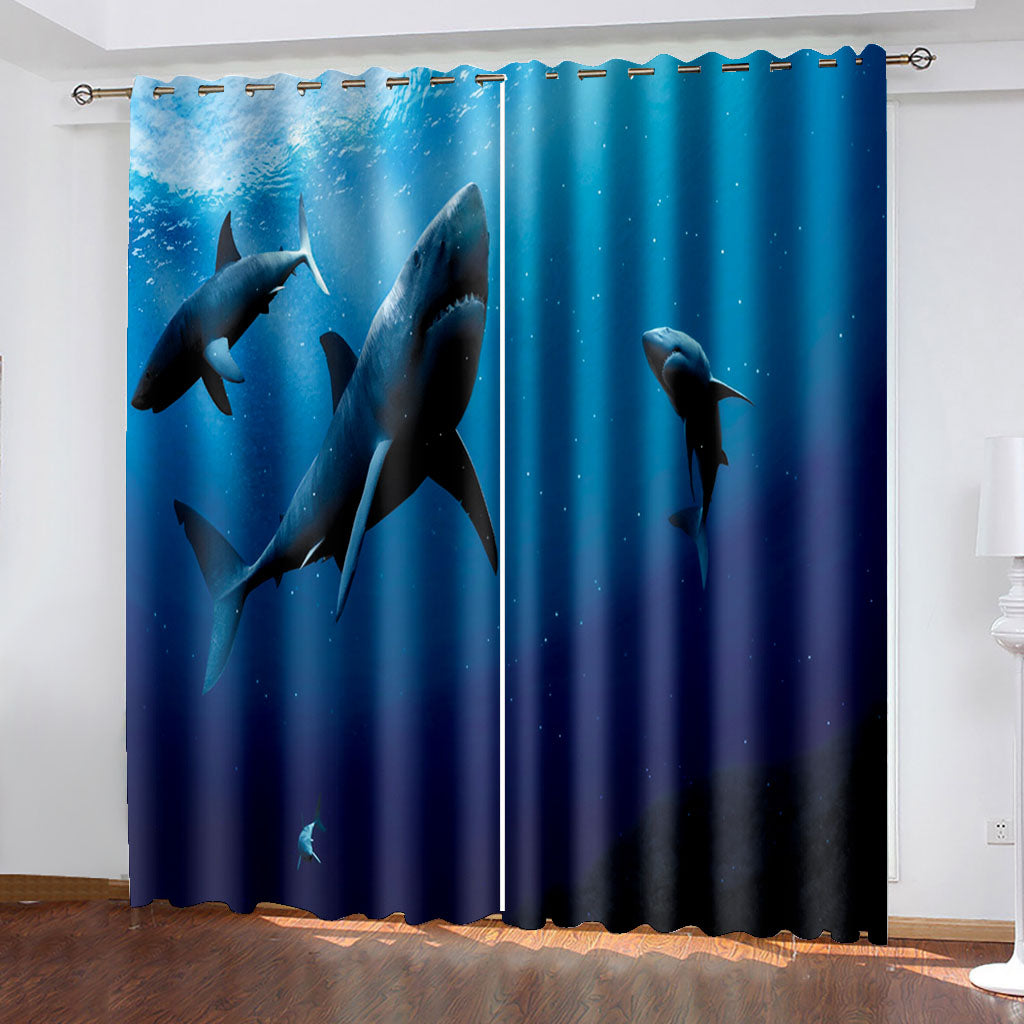 Luxury Blackout 3D Window Curtains For Living Room Bedroom blue dolphin curtains soundproof windproof curtains