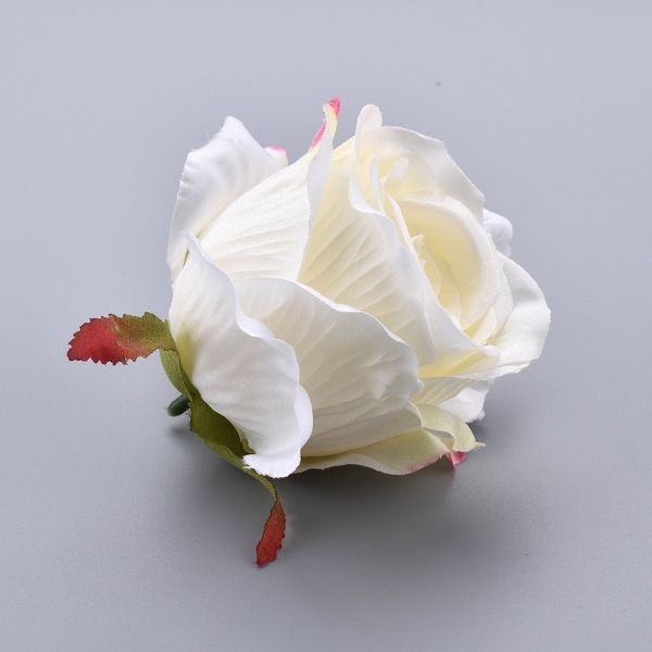 30PCS Silk Blooming Pink White Roses Artificial Flower Head For Wedding Decoration DIY Wreath Gift Scrapbooking Big Craft Flower Y200111