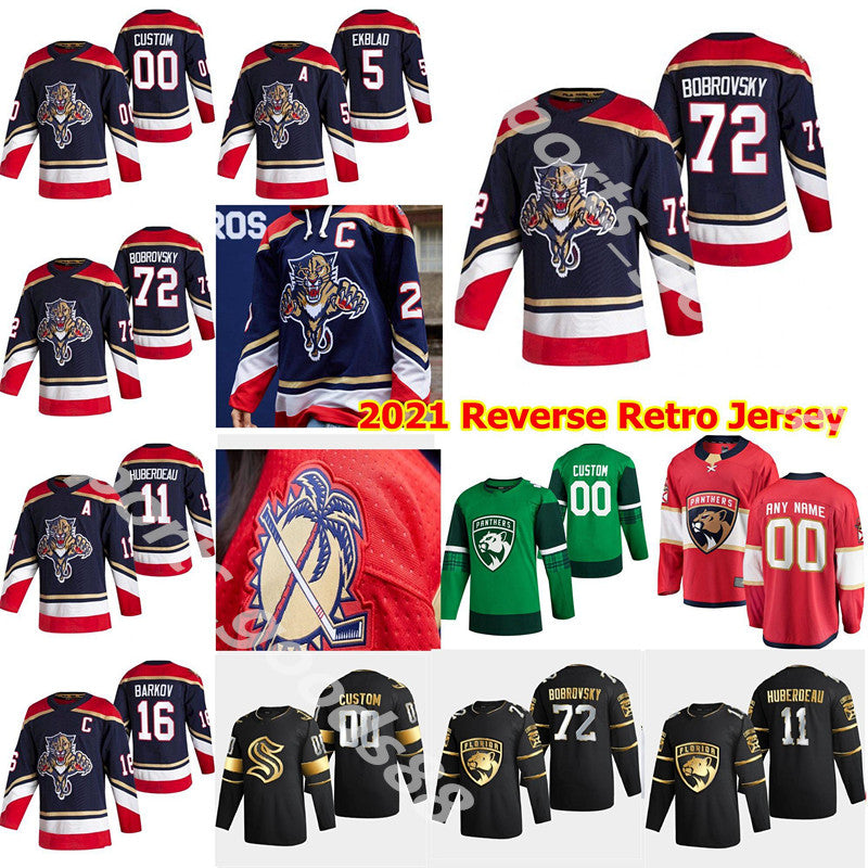 2021 Reverse Retro Florida Panthers Hockey Jerseys Sergei Bobrovs Frank Verhaeghe Markus Nutivaara Radko Gudas Brady Keeper Custom Stitch