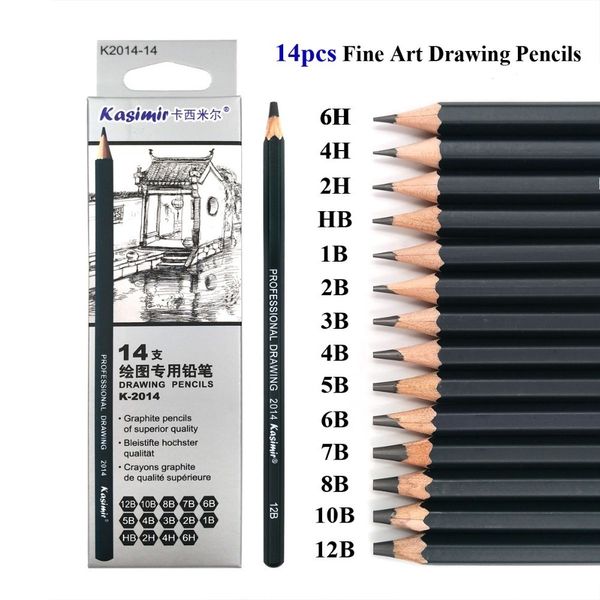 Best Quality 14-24pcs 6H-12B & 14B Drawing Charcoal Pencils Set Professional skeching pencil Graphite Pencils Pencil for Artist Y200709