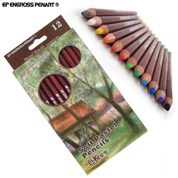 Artist 12 Professional Soft Pastel Pencils Sketch lapis de cor Pastel Colored Pencils For Drawing Art School Supplies 201102