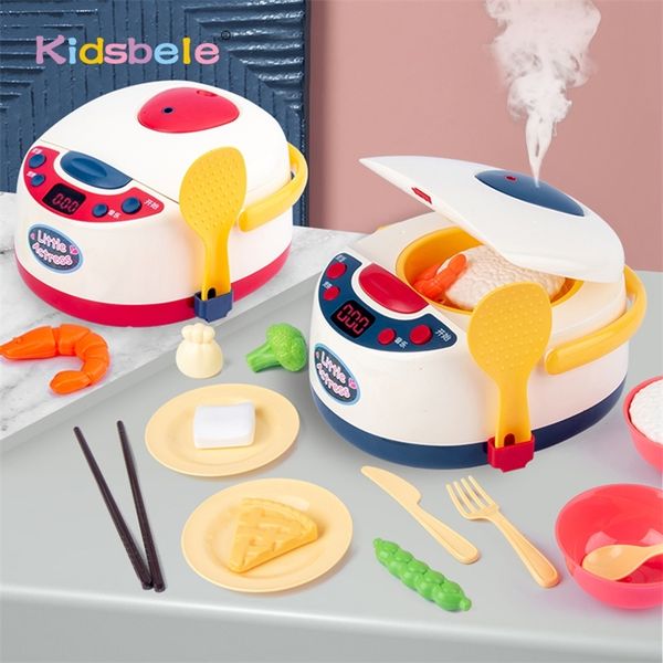 Kids Kitchen Toys Simulation Electric Rice Cooker Interactive Toy Mini Kitchen Food Pretend Play House Role Playing Girls Toys LJ201007