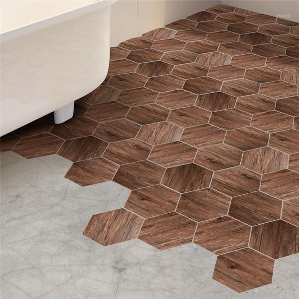 Waterproof Bathroom Floor Stickers,Peel Stick Self Adhesive Floor Tiles,Kitchen Living Room Decor Non Slip Hexagon Decals1