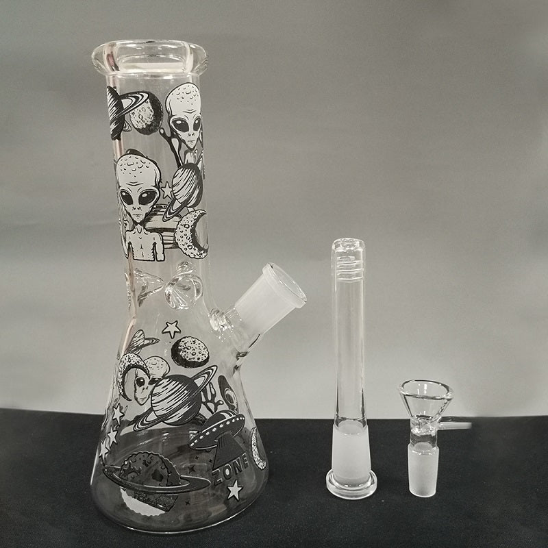 New Mini Beaker Glass Bong Dark Luminous ET Parttern Dab Rig Water Pipe 14mm Bowl 7.87inch Tall Glass oil Burner Bubbler Smoking