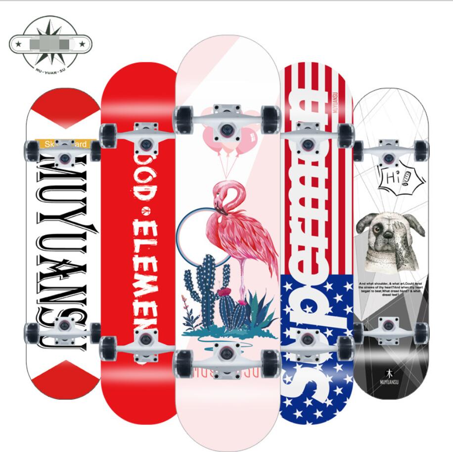 Skateboarding flash wheel double rocker with light four youth adult professional Maple board four-wheel skateboard